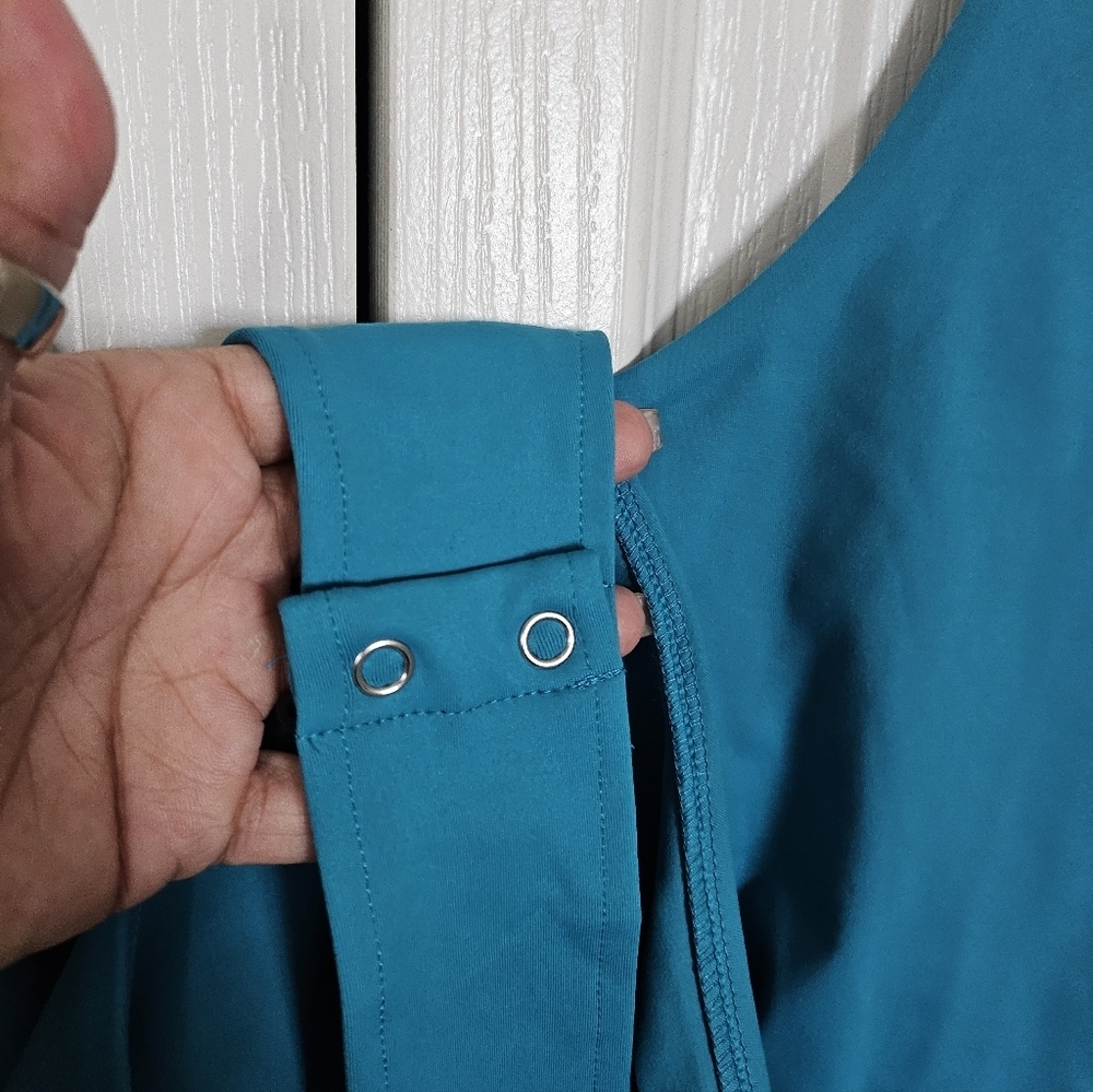 Reo Rio Women Teal Bodysuit 2XL Sleeveless Scoop Neck Stretch Snap Bottom Top. - Picture 7 of 11